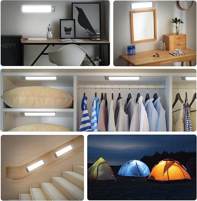 30-LED Under Cabinet Lights, USB Rechargeable Kitchen Night Light, Battery - Image 7
