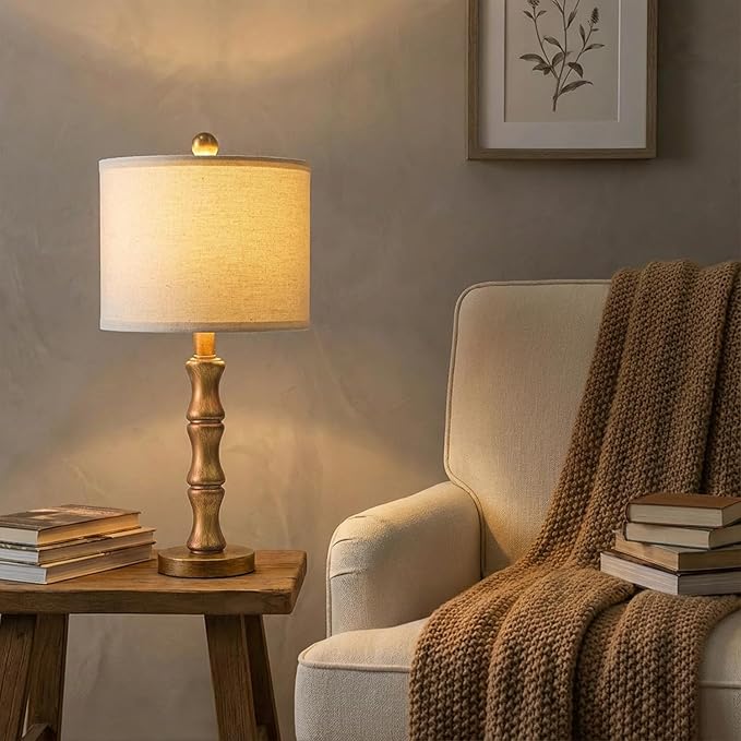 BOBOMOMO 20.5" Vintage Nightstand Lamps Set of 2, Farmhouse Table Lamps - Image 5