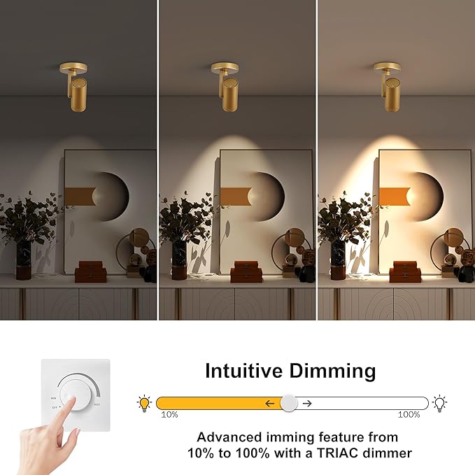 12W LED Gold Dimmable Zoomable Ceiling Spotlight Indoor – Adjustable Surface - Image 4