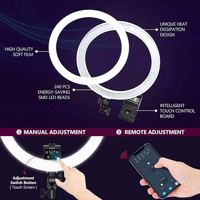 Neewer APP Control 16-inch LED Ring Light, Support Manual Touch Control - Image 4