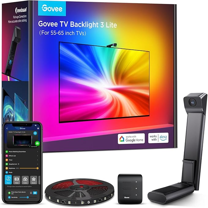 Govee TV Backlight 3 Lite with Fish-Eye Correction Function Sync to 55-65 Inch by Govee