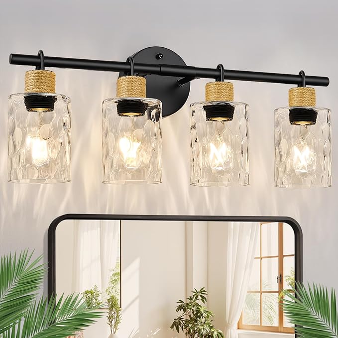 2025 Upgrade Bathroom Light Fixtures, 4-Light Coastal Vanity Lights by Bathroomlightfixtures