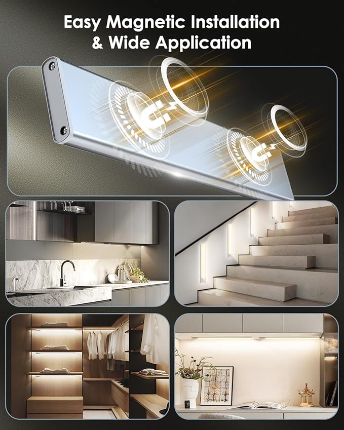 5-Pack 14in Under Cabinet Lighting, Upgraded 3200mAh Rechargeable Under Cabinet - Image 5