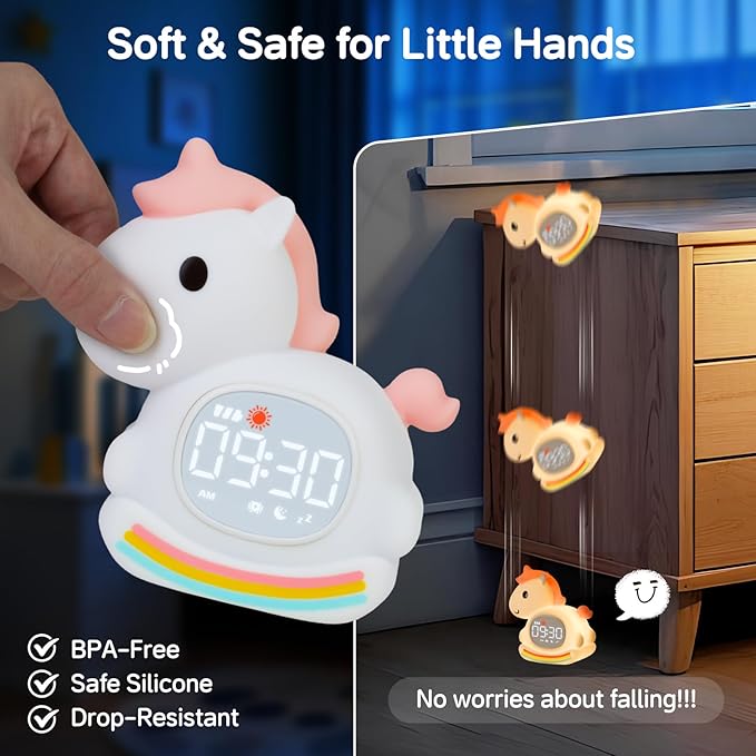 Cute Alarm Clock for Kids with Night Light, Sleep Training Clock Time to Wake - Image 7