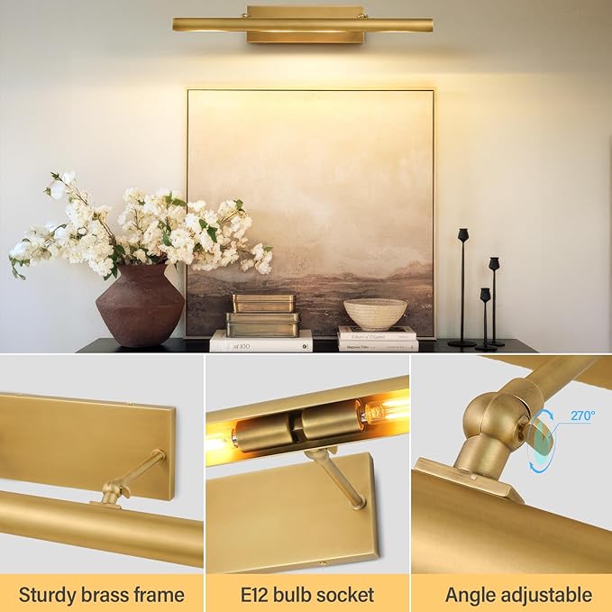 Art Picture Frame Wall Light: 30" Glod Antique Swing Arm Artwork Paintings - Image 5