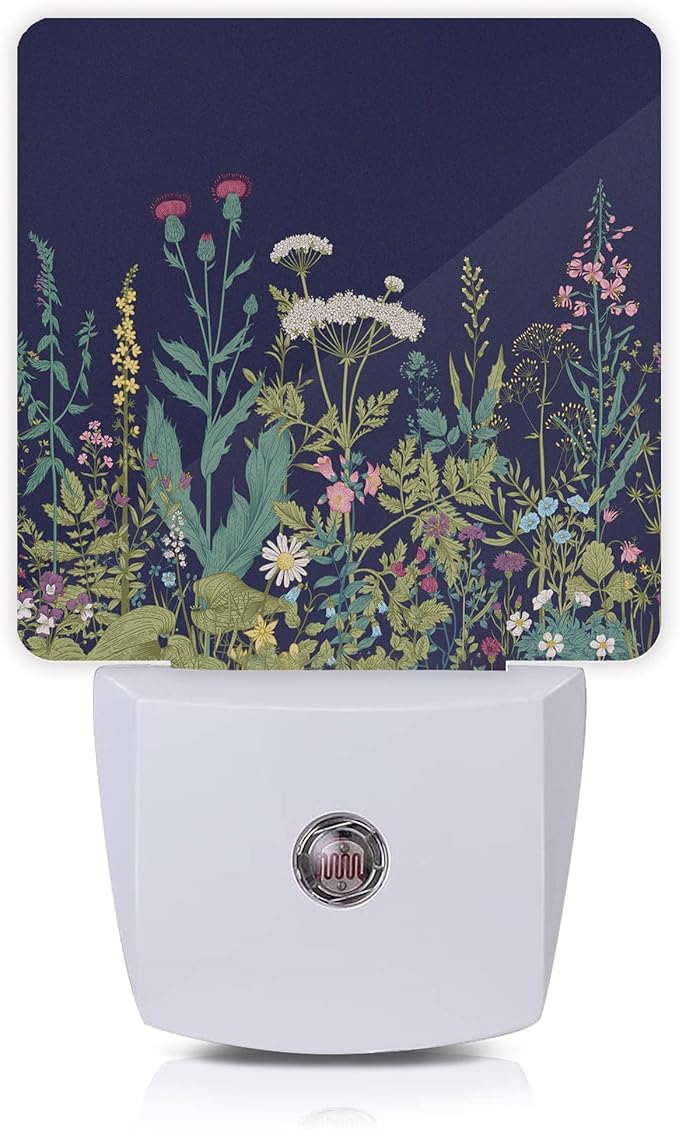 Herbs and Wild Flowers Night Light, Night Lights Plug into Wall 0.5W Sleep by Oeaskly