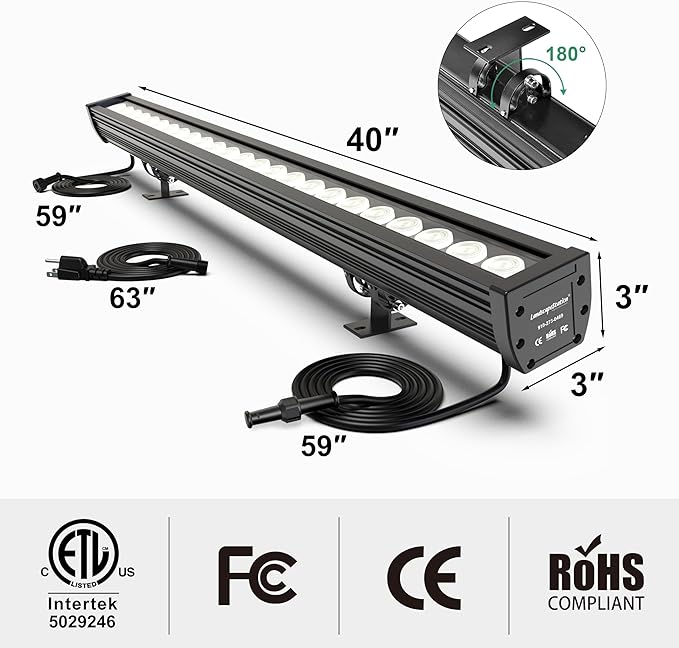 Smart Linkable LED Wall Washer Light, 168W RGB+CW Color Changing Smart Bar - Image 2