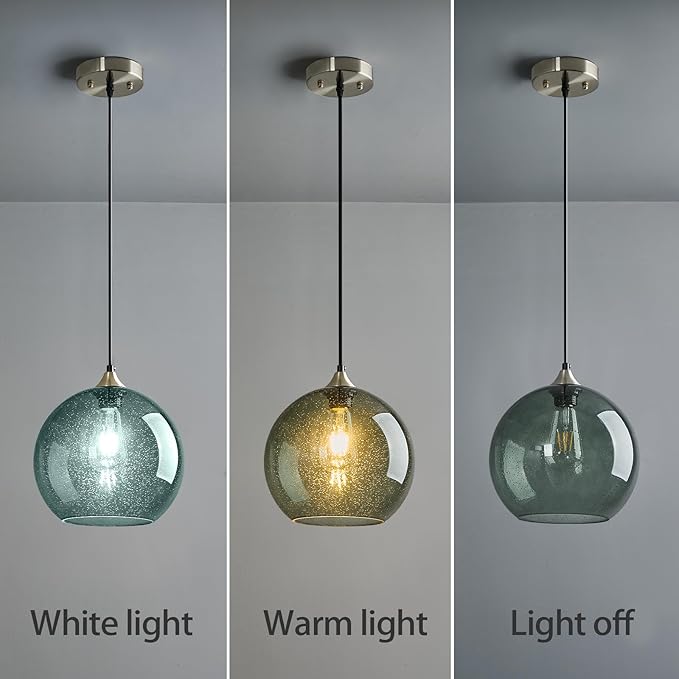 Gray Green Glass Pendant Lights Kitchen Island Lighting Globe Pendant Light - Image 6