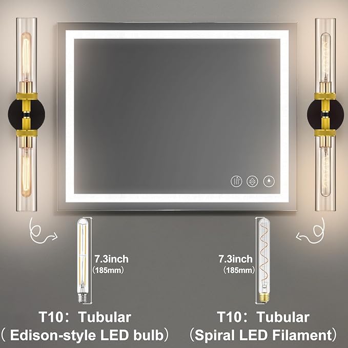 LaLuLa 2-Pack Black and Gold Bathroom Vanity Light Fixtures – Modern 2-Light - Image 9