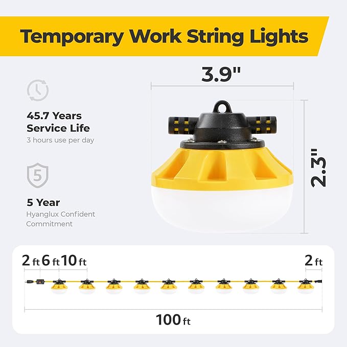 3 Prong LED String Lights with Switch: 100FT Linkable ETL Certified Bright Work - Image 5