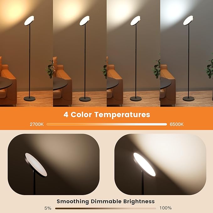 Bright Floor Lamp, 36W 3500LM Standing LED Lamp - Image 2