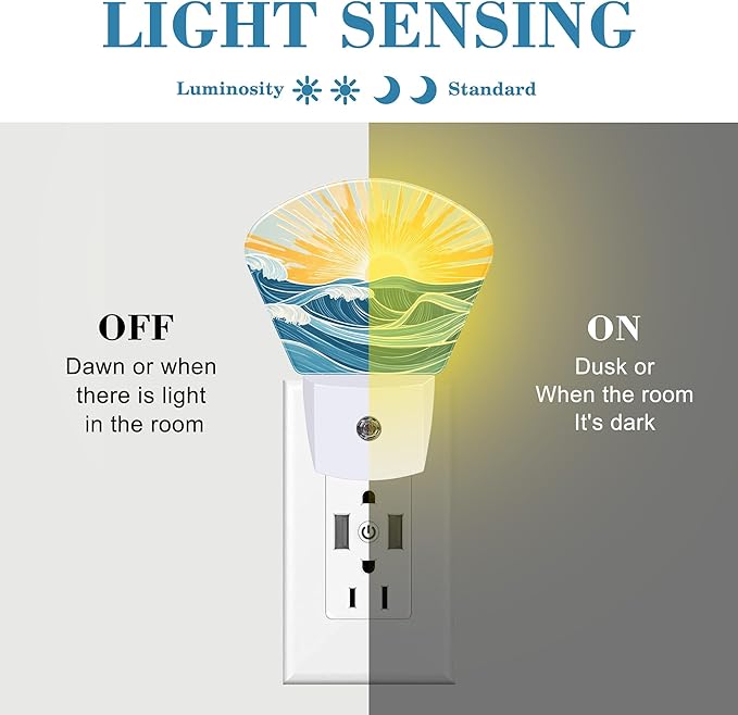 Sunrise Over The Sea Night Light Waves and Sun Nightlight Plug into Wall - Image 2