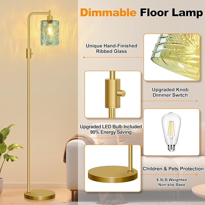 【Upgraded】 Dimmable Glass Floor Lamp - Image 4