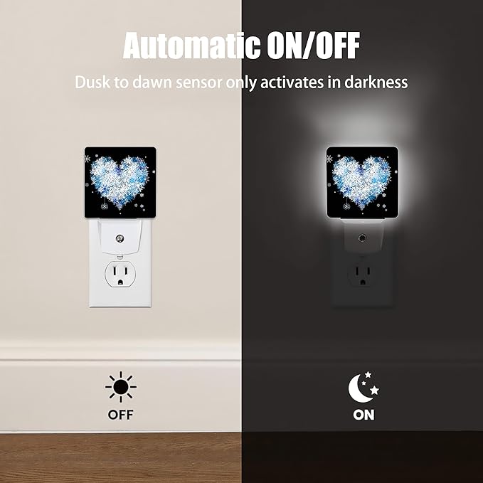 Winter Art Hearts Dusk to Dawn Night Light, Auto Sensor Lamp Home Indoor - Image 3