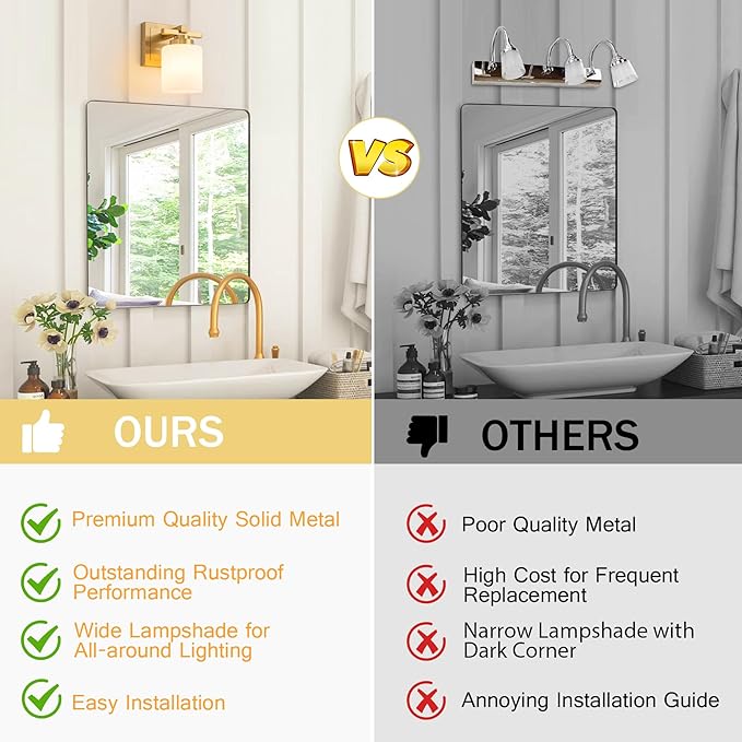 1 Light Modern Bathroom Light Fixtures Over Mirror, Brass Finish Vanity Lights - Image 8
