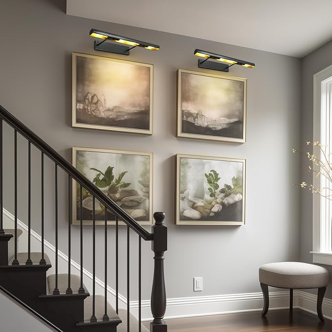 Matte Black Picture Lights for Wall, 3-Light Bronze Gallery Light, Warm White - Image 12