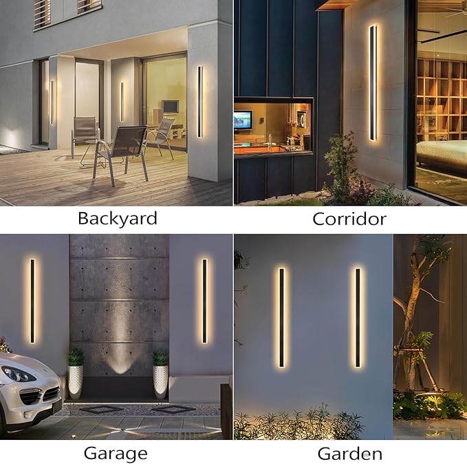47 Inch Long Outdoor Wall Lights 3000K Black Exterior Light Fixtures Wall Mount - Image 4