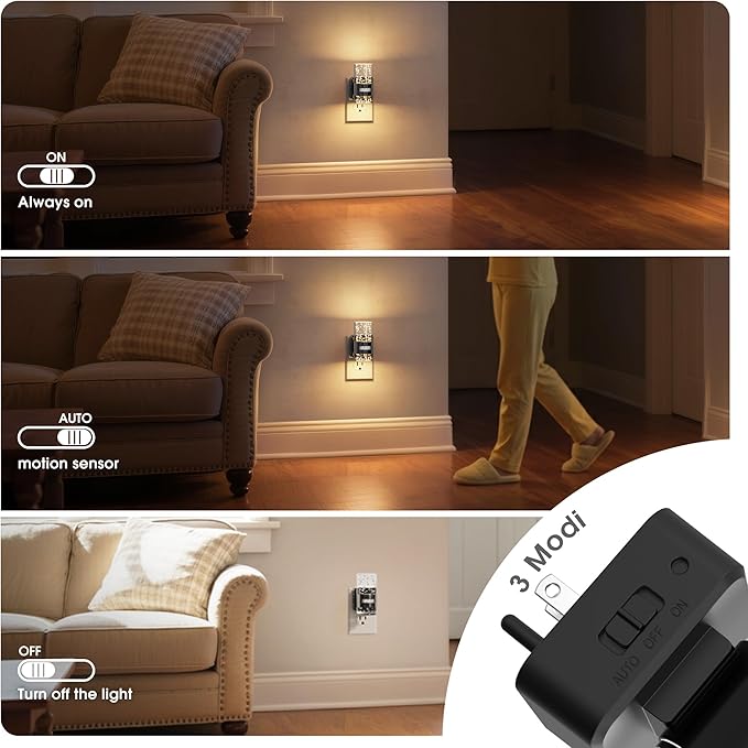 JandCase Motion Sensor Night Light, Night Lights Plug Into Wall, 3000k LED - Image 2