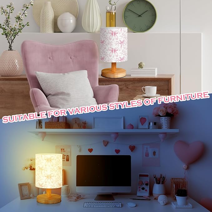 VIHOSE Floral Bow Kids Table Lamp - Image 5