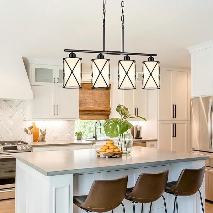 4-Light Kitchen Island Lighting, Modern Black Linear Dining Room Light Fixtures - Image 5