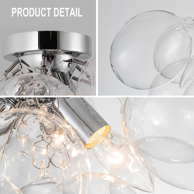 GoYeel Ceiling Light Chandelier Modern Kitchen Lights Ceiling Flush Mount Glass - Image 5