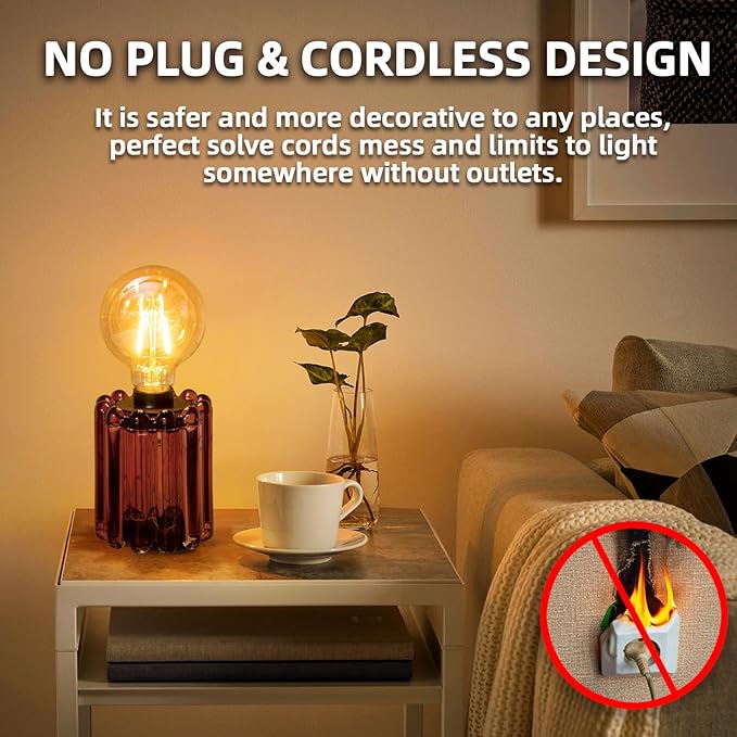 Set of 2 Battery Operated Table Lamp, Battery Powered Cordless Lamp - Image 4