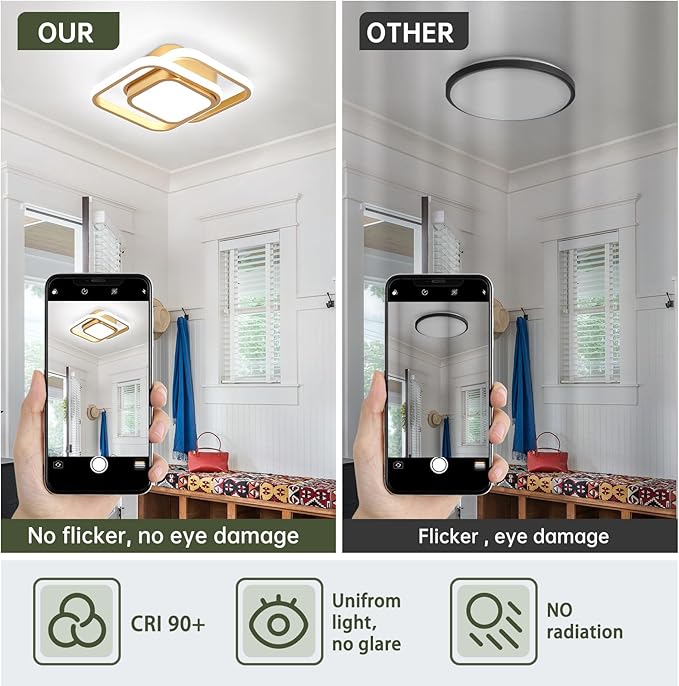 2 Packs Modern Led Ceiling Light Acrylic Square Small Ceiling Lamp Cool White - Image 3