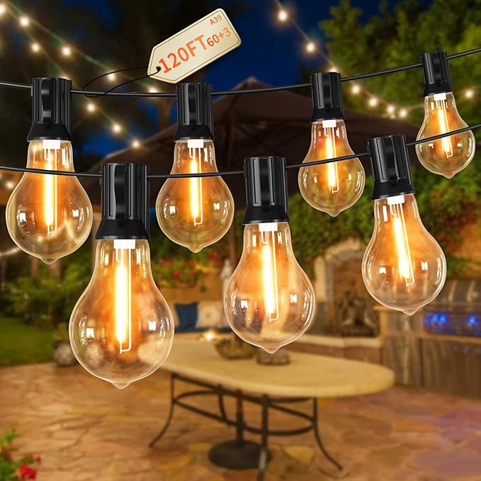 String Lights for Outside 120ft Waterproof by Pogestrand