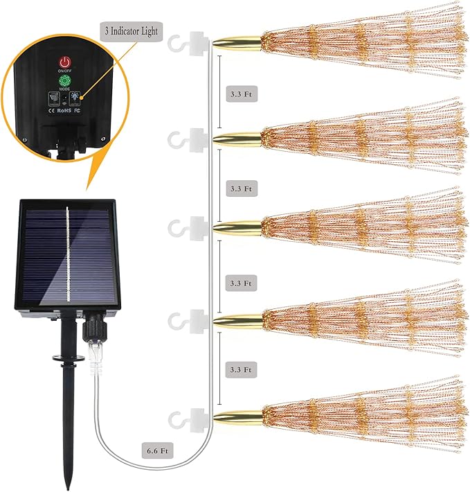 5 Pack Solar Starburst Sphere Lights, 200 LED Firework Light, 8 Modes Dimmable - Image 3