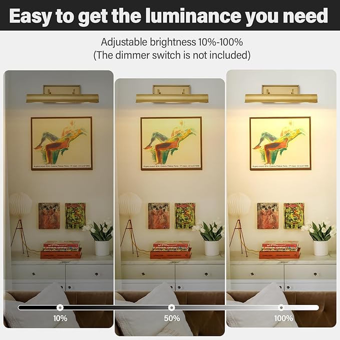 Gold Hardwired Art Picture Light: 18 Inch Long Painting Lights - Image 4