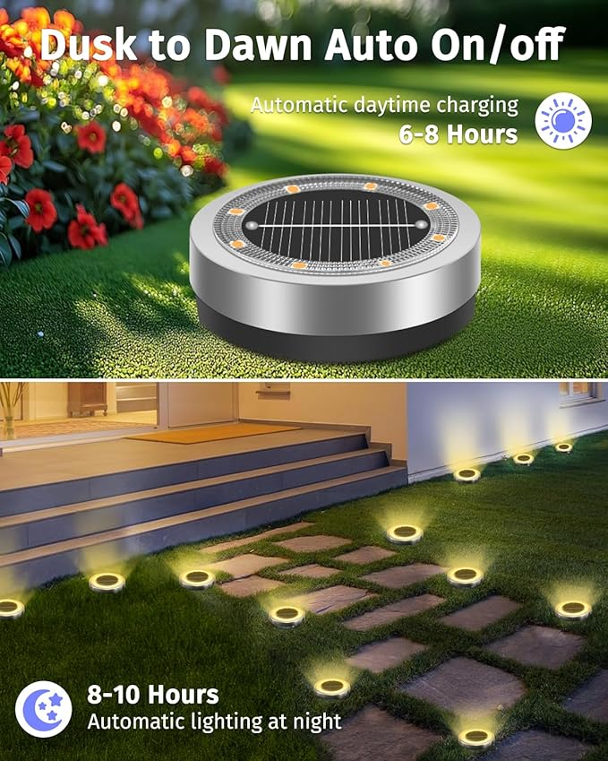 Mini Solar Ground Lights Outdoor 16 Pack Waterproof Upgraded Anti-Rust Solar - Image 4