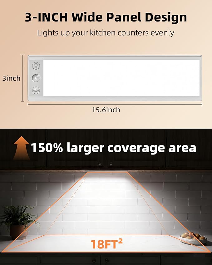 EZVALO 250LM Super Bright Under Cabinet Lighting Wireless, 8000mAh Rechargeable - Image 2