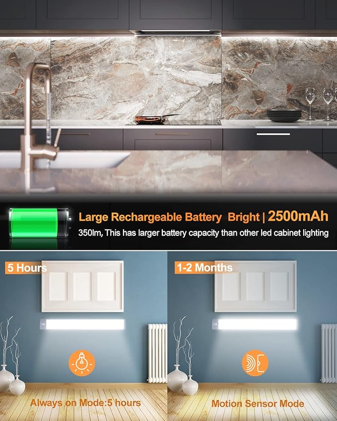 PRIORARE Motion Sensor Closet Light 54 LED Under Cabinet Night Lighting - Image 3