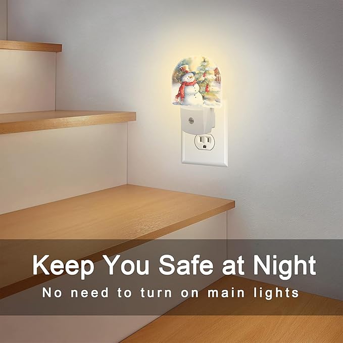 Cute Snowman with Christmas Tree Night Light Plug into Wall, Winter Xmas - Image 6