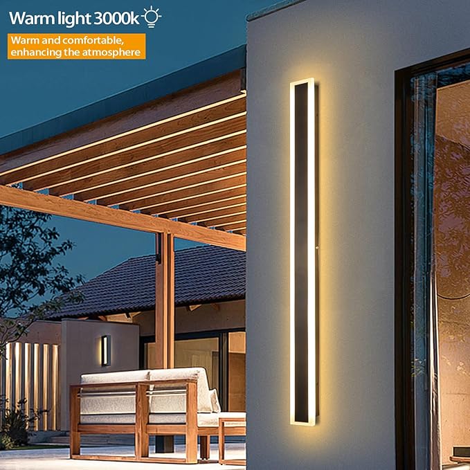 47 Inch Long Outdoor Wall Lights 3000K Black Exterior Light Fixtures Wall Mount - Image 3