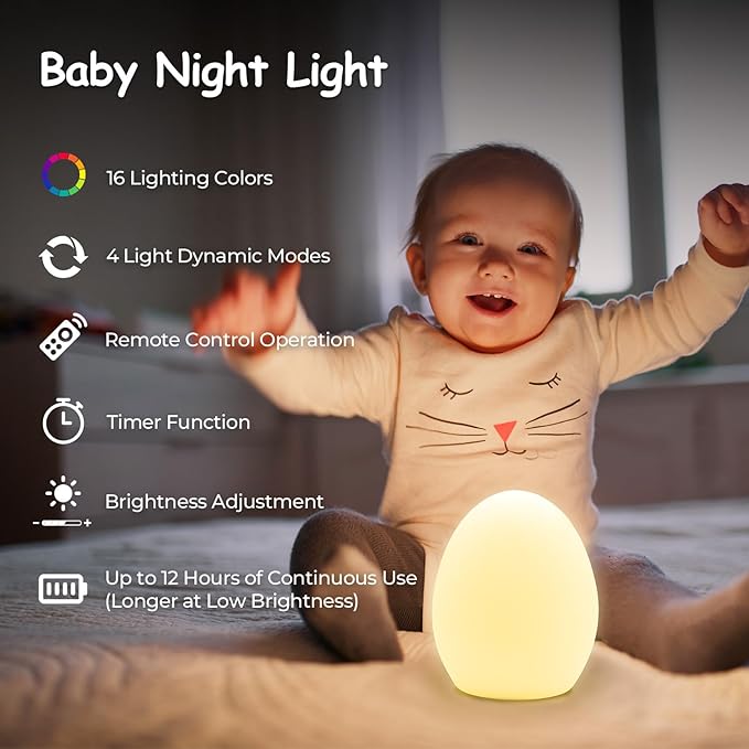 Baby Night Light, Rechargeable Egg Nightlight - Image 2