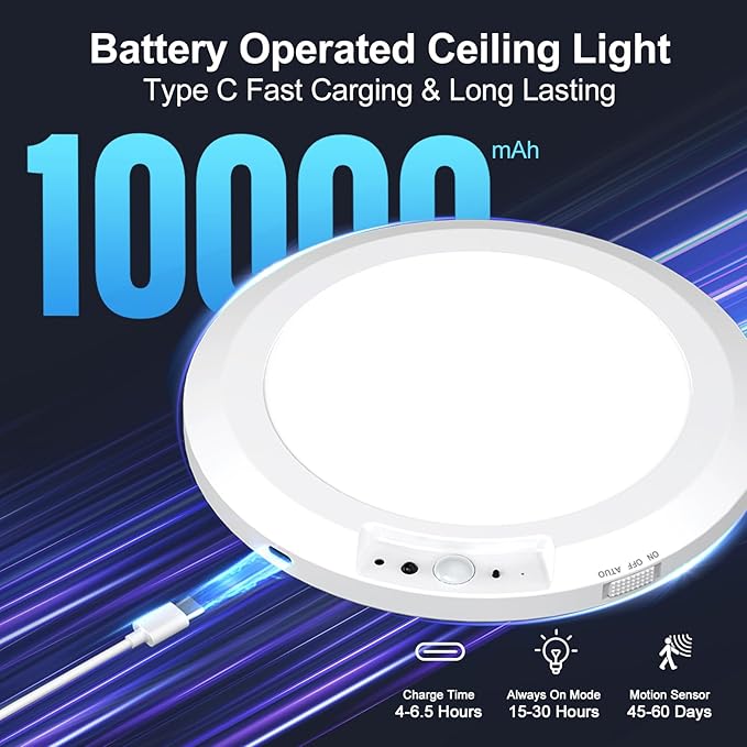 2 Pack Rechargeable Ceiling Light - Image 4