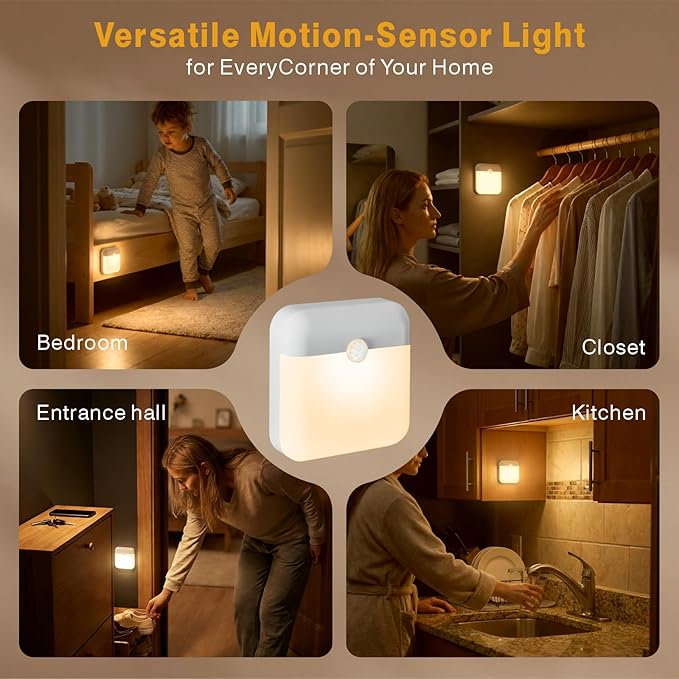 4 Pack Motion Sensor Night Light, Rechargeable Motion Activated Night Light - Image 3