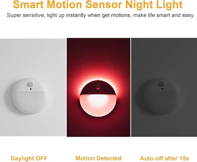 2 Pack Red Night Light, Battery Operated Night Light, 2.6" Small Sticky Lights - Image 5