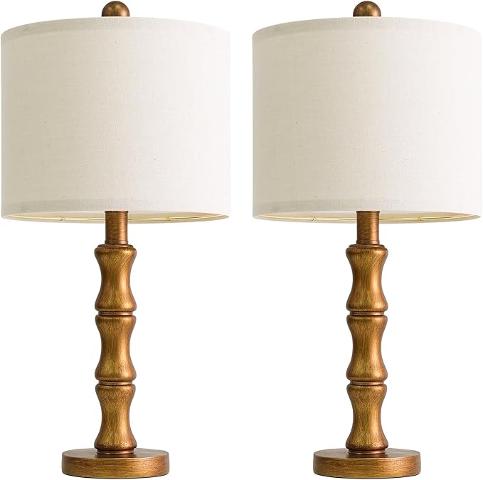 BOBOMOMO 20.5" Vintage Nightstand Lamps Set of 2, Farmhouse Table Lamps - Image 6