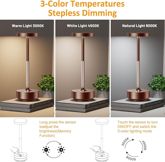SAKRINGT 2 Pack Rechargeable Cordless Table Lamp - Image 3