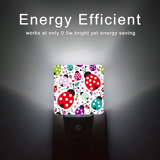 Ladybug Night Light, Cartoon Cute Ladybugs Plug in Night Lights Auto LED Lamp - Image 6