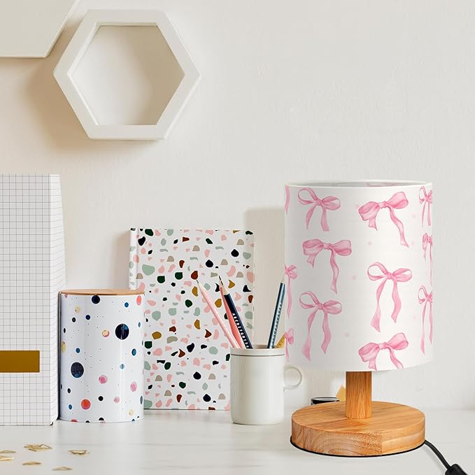 VIHOSE Bow Kids Table Lamp for Bedroom Kids Bedside Lamp - Image 3
