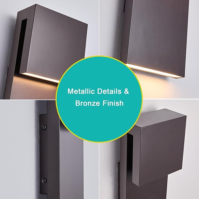 Modern Outdoor Indoor Integrated LED Wall Sconce, 2-Light Total 17W, Bronze - Image 7