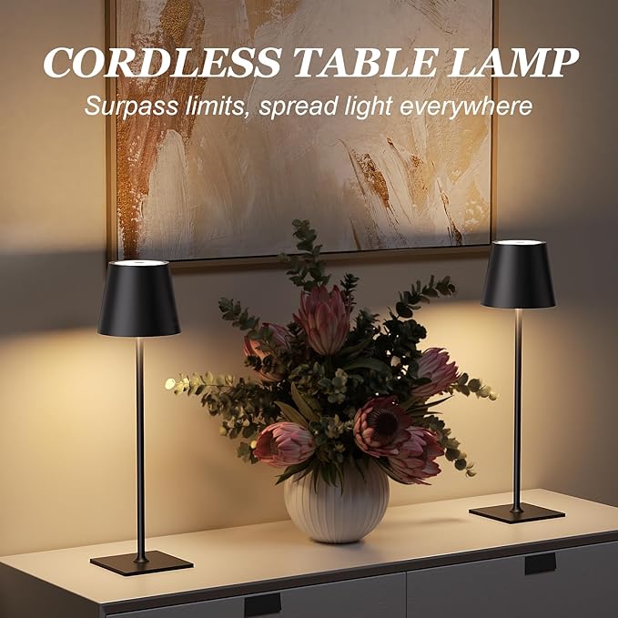Kakanuo Cordless Rechargeable Table Lamp Black 5000mAh Battery Operated Lamps - Image 4