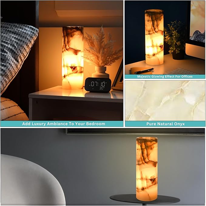 UMAID Handcrafted Onyx Marble Table Lamp, Each Lamp One-of-a-Kind - Image 2