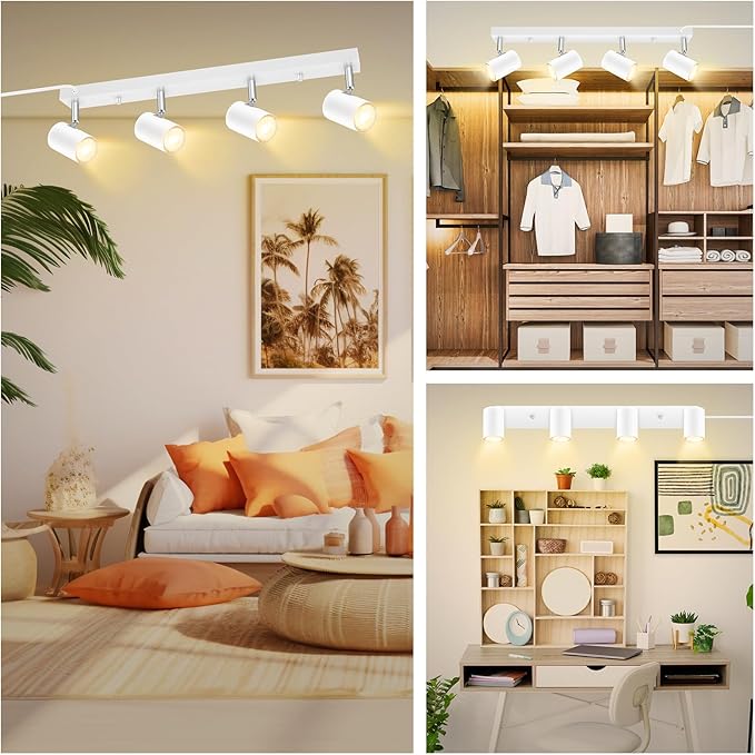 4 Light Track Lighting Kit, Industrial LED Wall Light - Image 2
