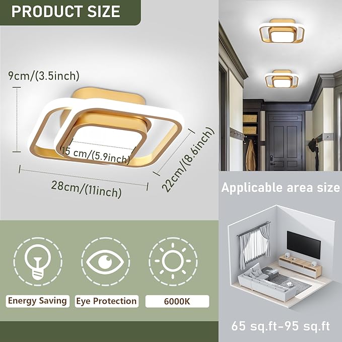2 Packs Modern Led Ceiling Light Acrylic Square Small Ceiling Lamp Cool White - Image 5