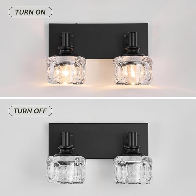 Farmhouse Vanity Light Fixtures 2-Light Bathroom Vanity Light Black Vanity - Image 6