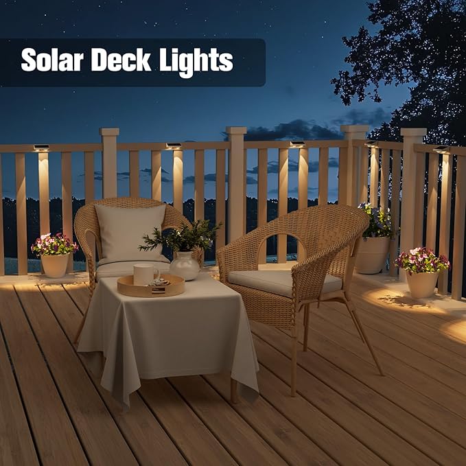 NIORSUN Solar Fence Lights, 12 Pack Solars Deck Light, Warm White Color - Image 5